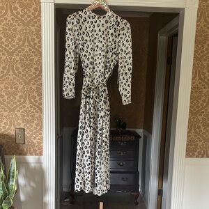 Reformation Black and White Animal Print Long Sleeve Dress